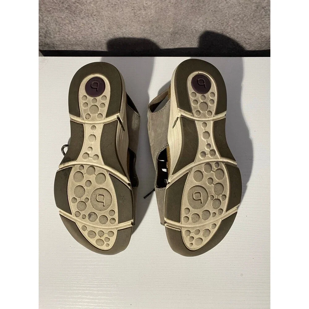 Bionica Women's 8M Grey Leather Bungee Lace Up Cage Sandals Comfort